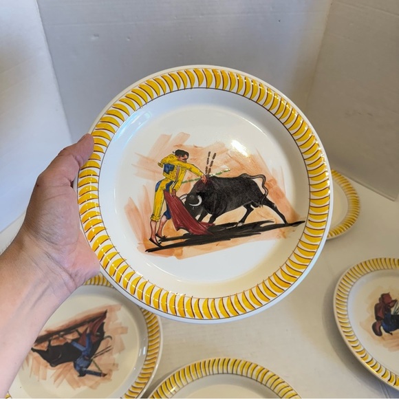 LOFISA Guadalajara Bullfighter Set of 6 Plates Matador Rare Vintage Mexico - Picture 11 of 16